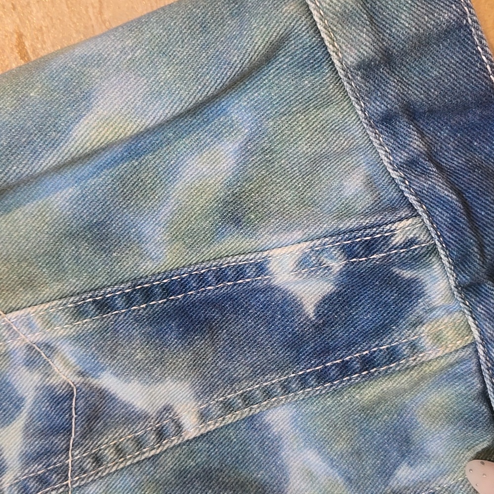 3.1 Phillip Lim Stylish Blue/Green Tie-Dye Denim Jean Jacket - Picture 7 of 11